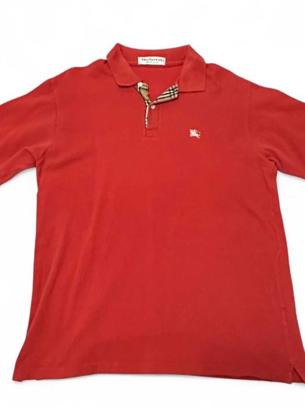 Burberry Red Cotton Tee with Signature Label